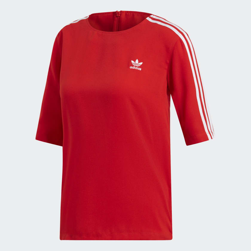 Camiseta 3 Stripes Vermelho adidas adidas Brasil