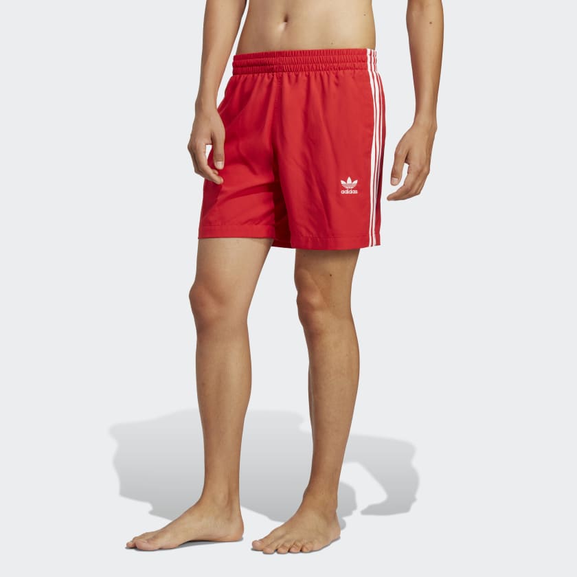 adidas Originals Adicolor 3-Stripes Swim Shorts - Red | Men's | US