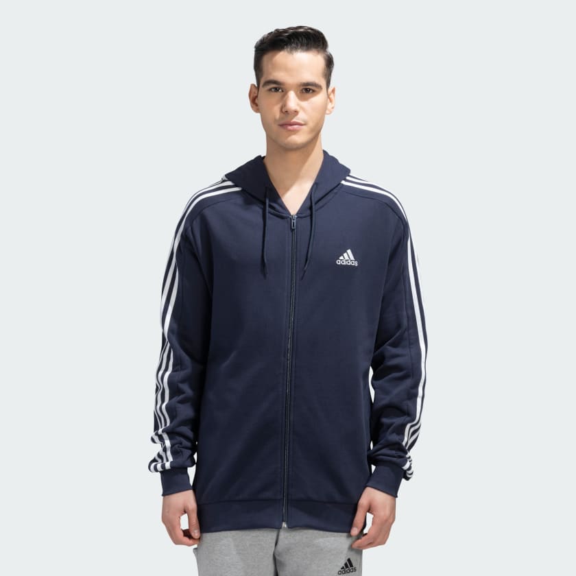 adidas 3 STRIPESS FULLZIP HOODED TRACKJACKET - Blue | adidas India