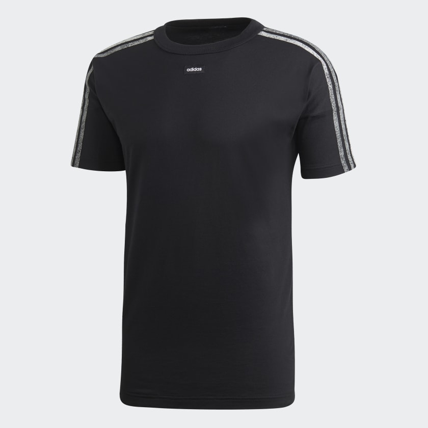 Adidas 3 stripes tee black sale