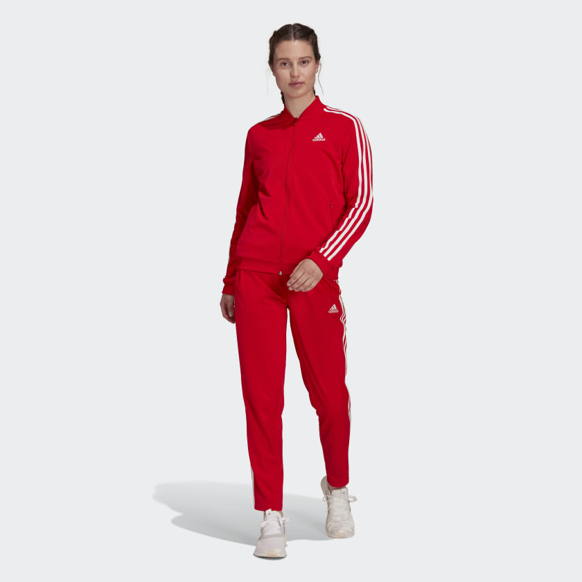 adidas Essentials 3-Stripes Track Suit - Red | Women's Training | adidas US