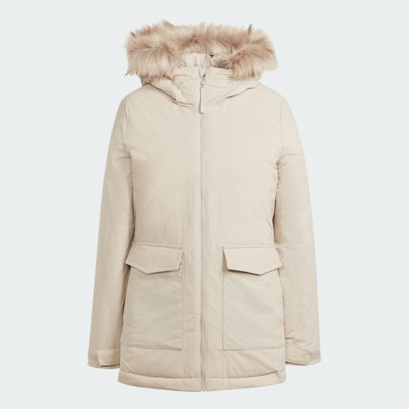 Parka Hooded Fur Beige HZ5734 01 laydown