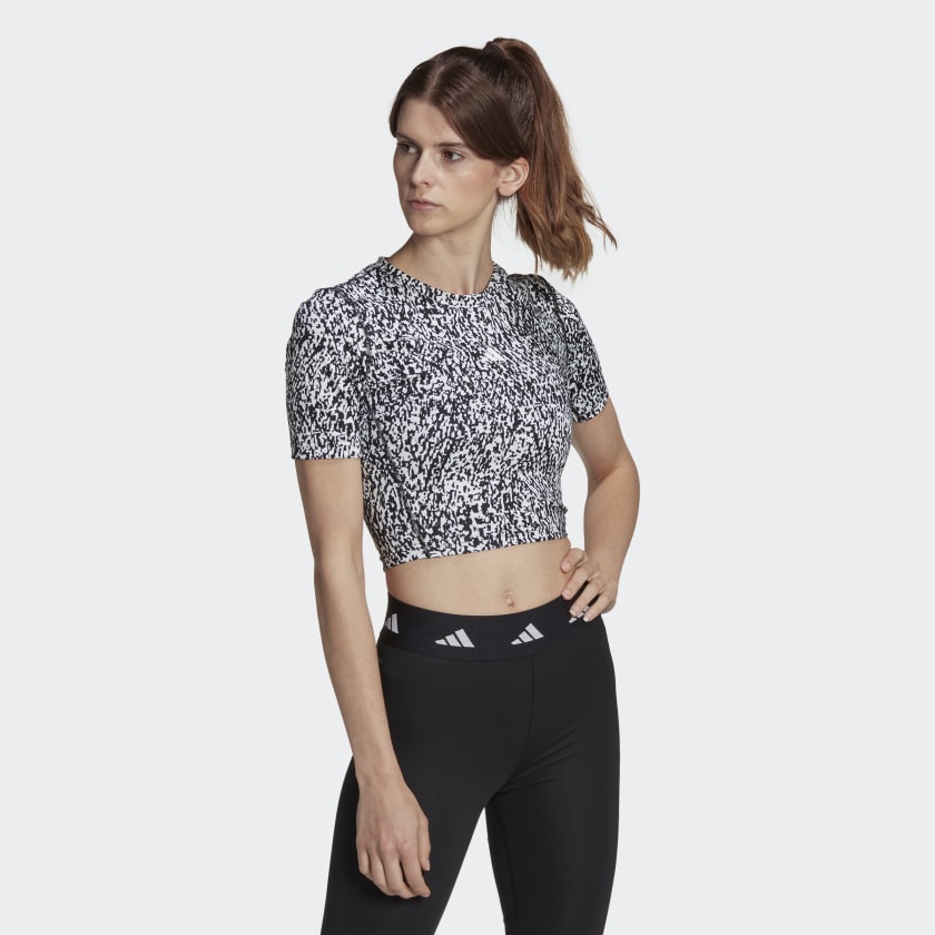 Zumbido un millón margen adidas Techfit Print Training Crop Top - White | Women's Training | adidas  US