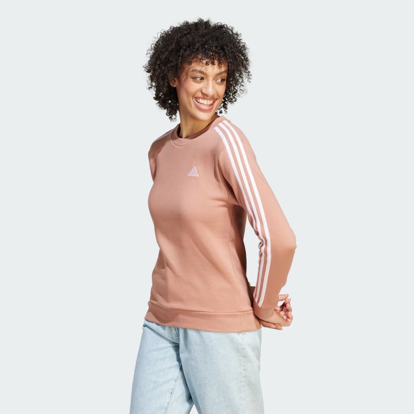Women's Black Essentials 3-Stripes Fleece Zip Sweatshirt - ADIDAS