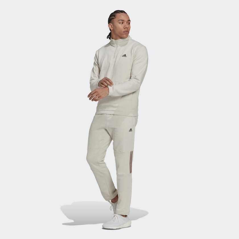 adidas 1/4 Zip Fleece Tracksuit Beige adidas UK