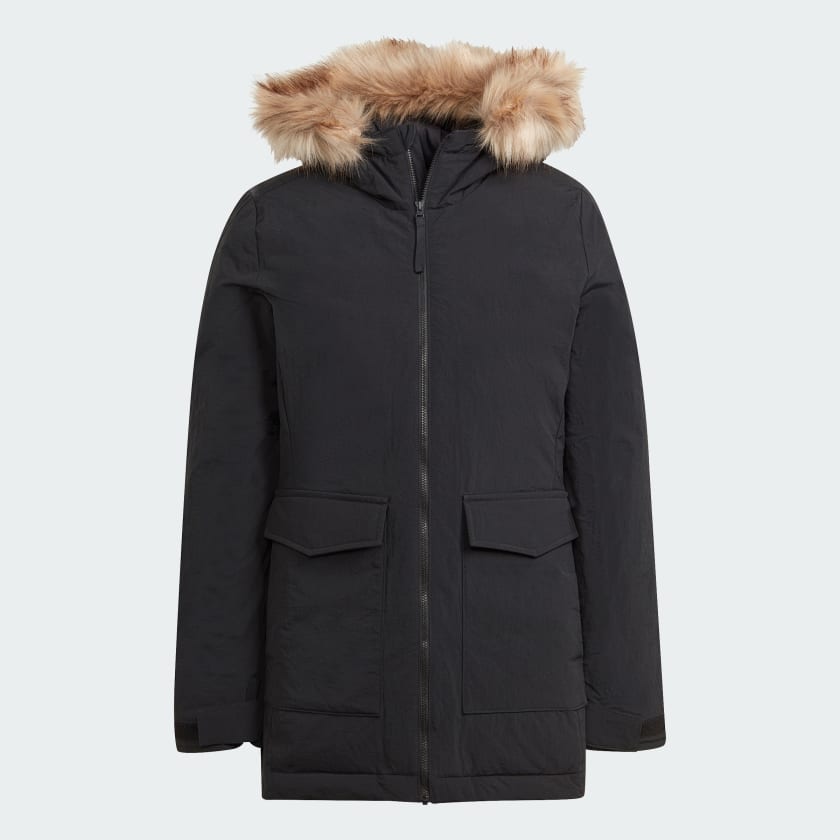 Parka Hooded Fur Nero IJ8260 01 laydown