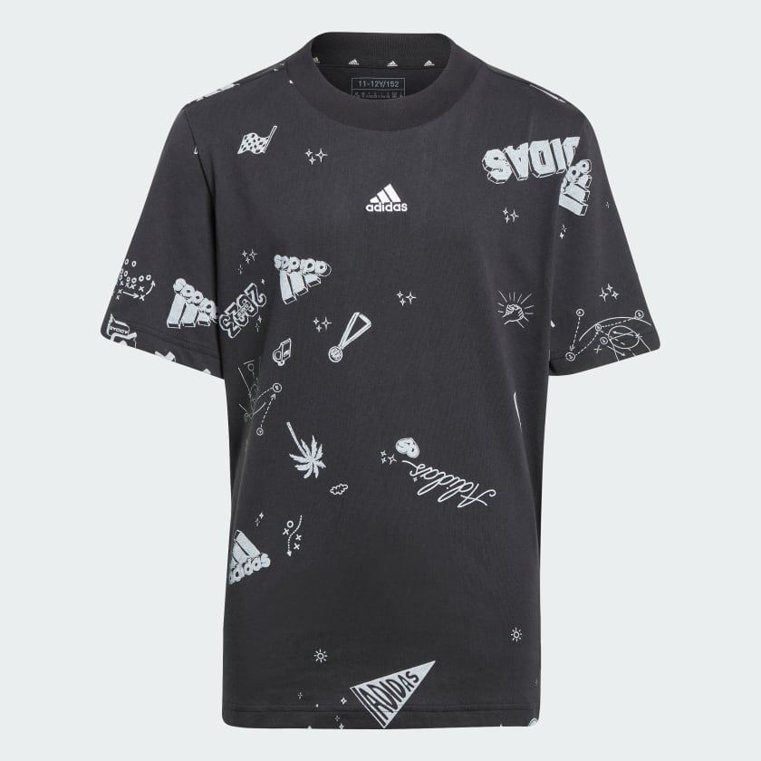 adidas Brand Love Allover Print T-Shirt Juniors