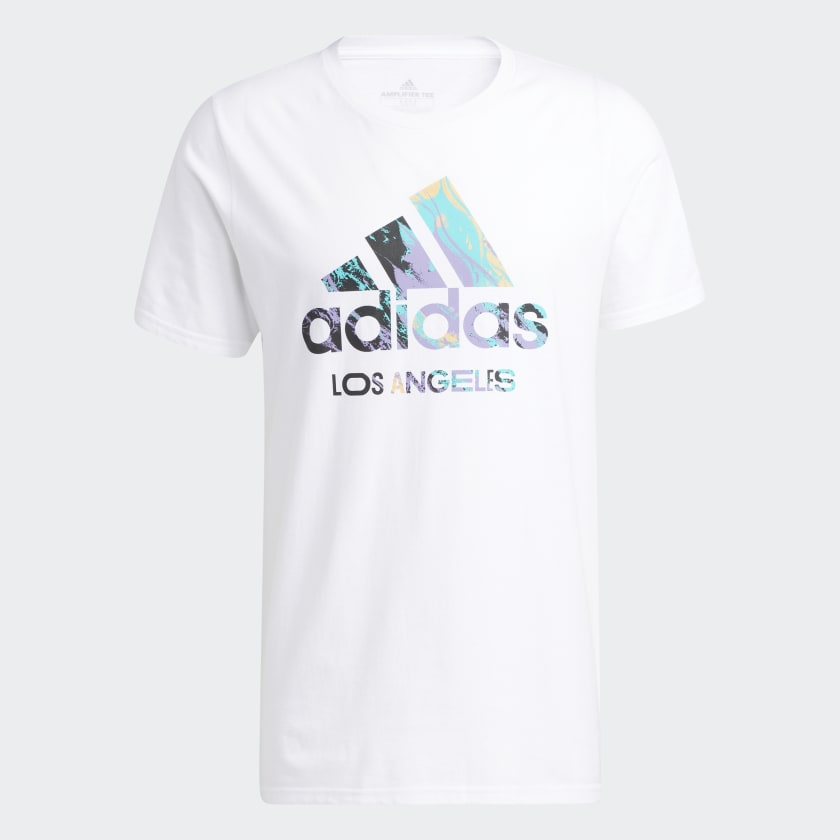 adidas LA Badge of Sport Logo Graphic Tee - White | Men's Lifestyle ...