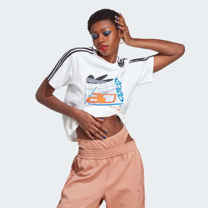 Adidas cropped tee white top