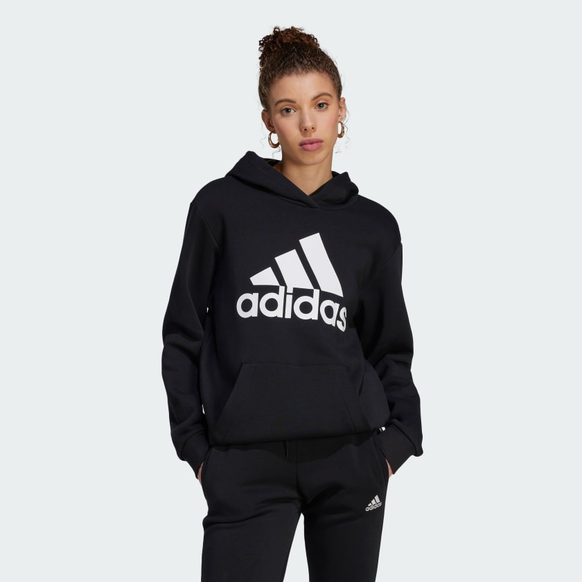 Felpa con cappuccio Essentials Logo Boyfriend Fleece Nero adidas adidas Italia