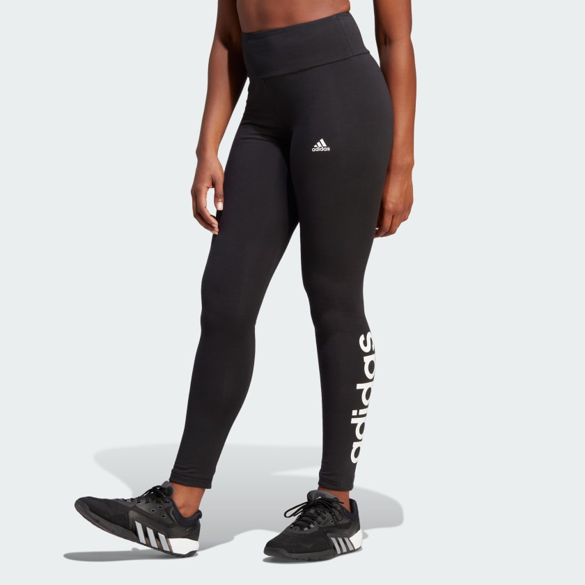 adidas ESSENTIALS HIGH-WAISTED LOGO LEGGINGS - Black, Women's Training