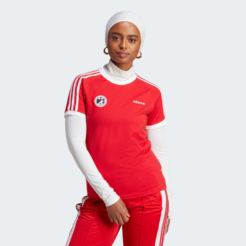 Playera roja deals adidas mujer