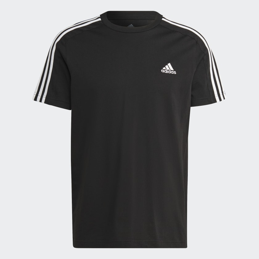 adidas Essentials Single Jersey 3 Streifen T Shirt Schwarz adidas Deutschland