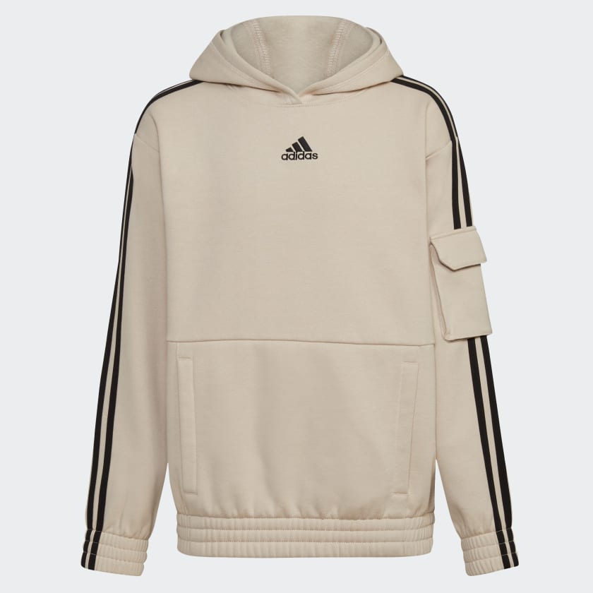 adidas 3 Stripes Cargo Pullover Hoodie Beige adidas Canada