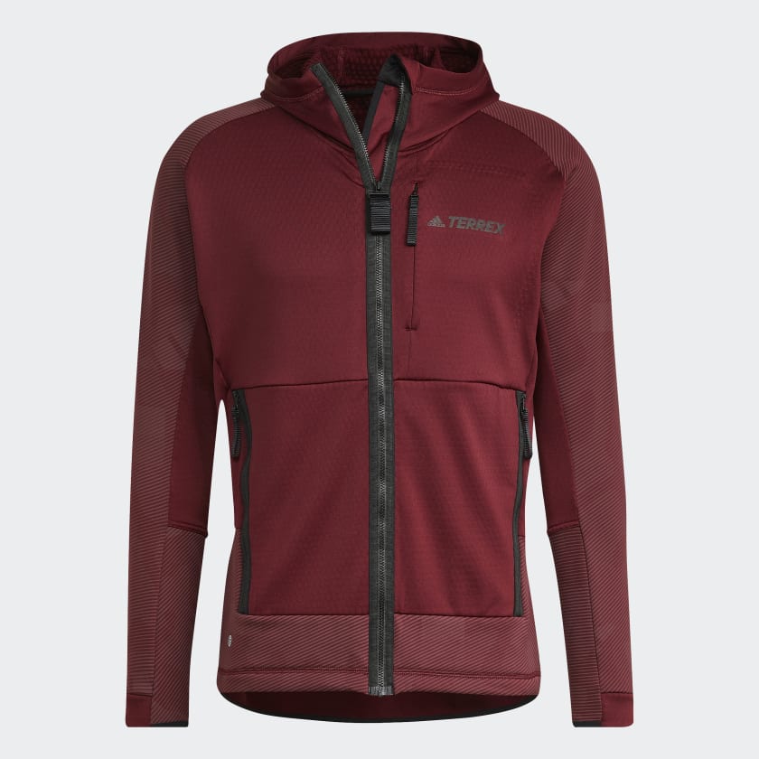 Terrex Tech Flooce Hooded Hiking Fleece Jacket Burgundy Men s Hiking adidas CA
