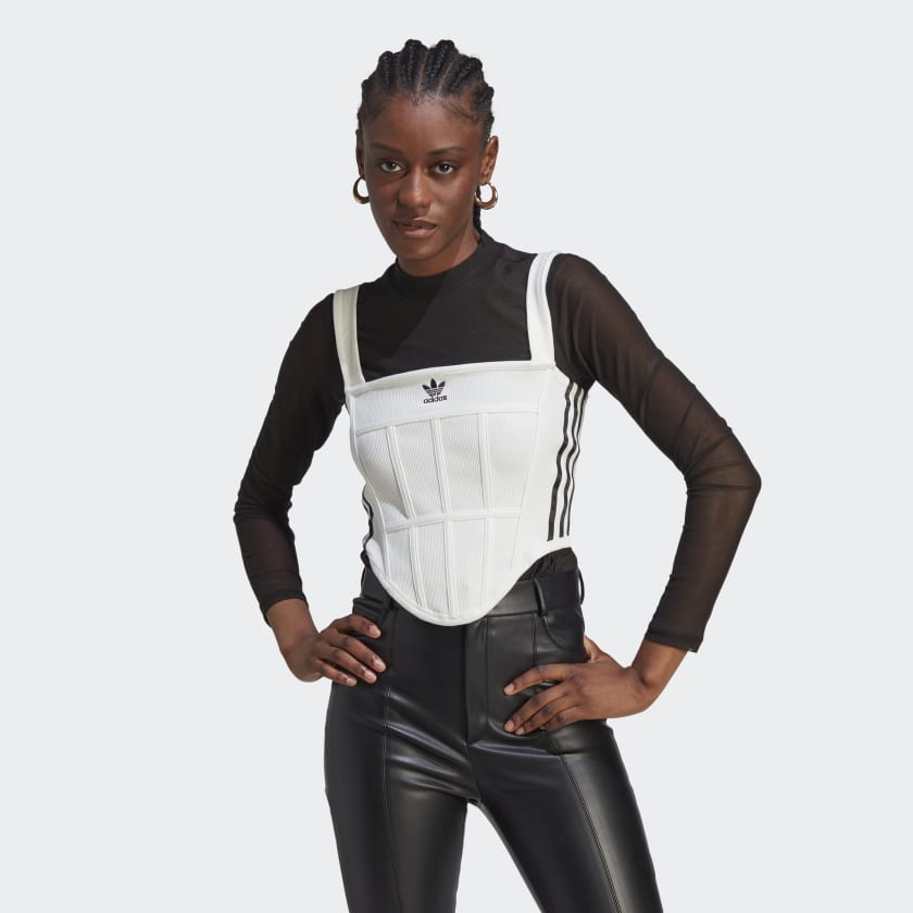 Long Sleeve Rib Corset Top