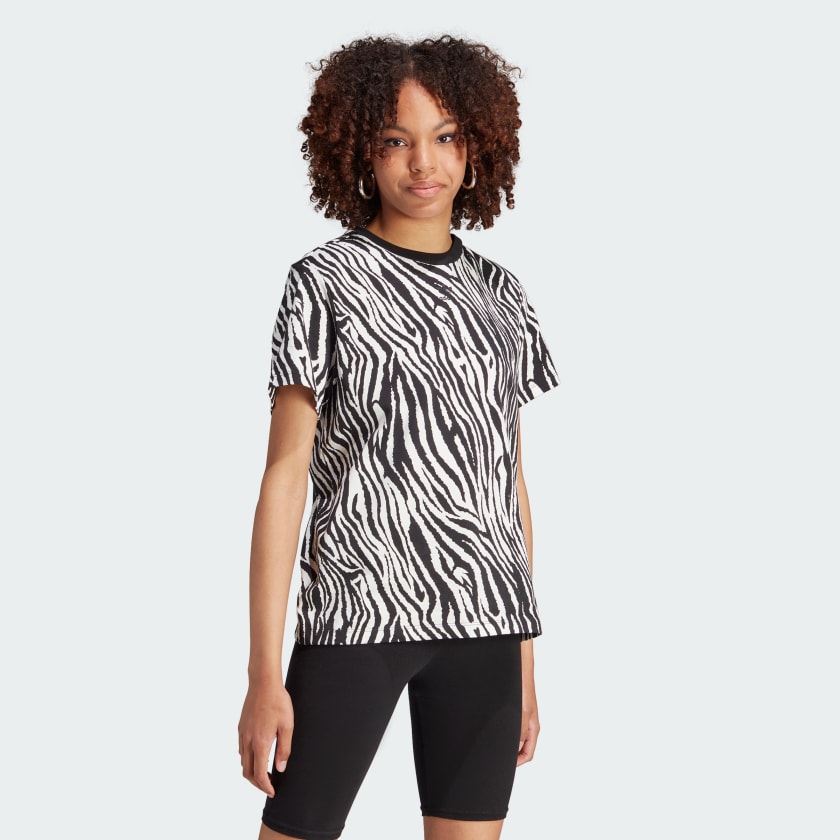 White Zebra Animal Lifestyle Print - Tee adidas | adidas US Allover Women\'s Essentials |