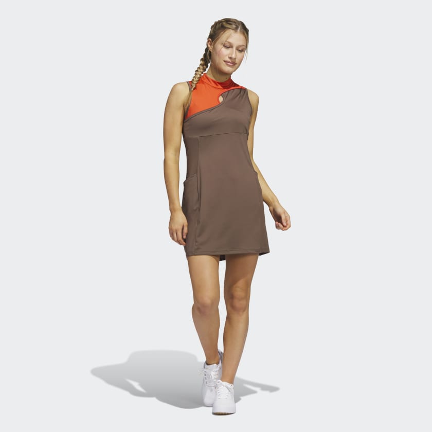 adidas Ultimate365 Tour Colorblocked Golf Dress - Brown | Women's Golf ...