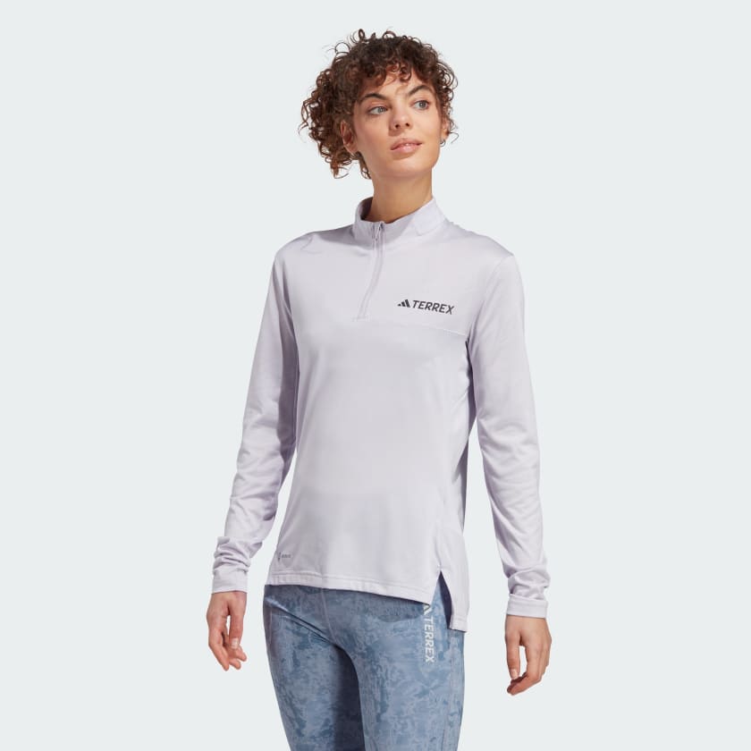 adidas Terrex Multi Half Zip Long Sleeve Top Purple adidas UK