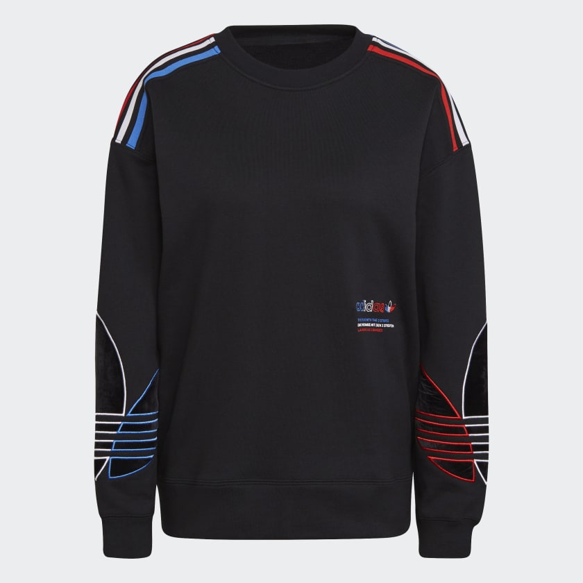 Adicolor tricolor trefoil velvet sweatshir top