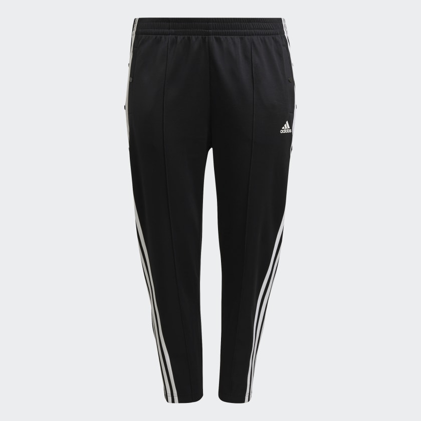 adidas Wrapped 3-Stripes Snap Pants (Plus Size) - Black, Women's Training