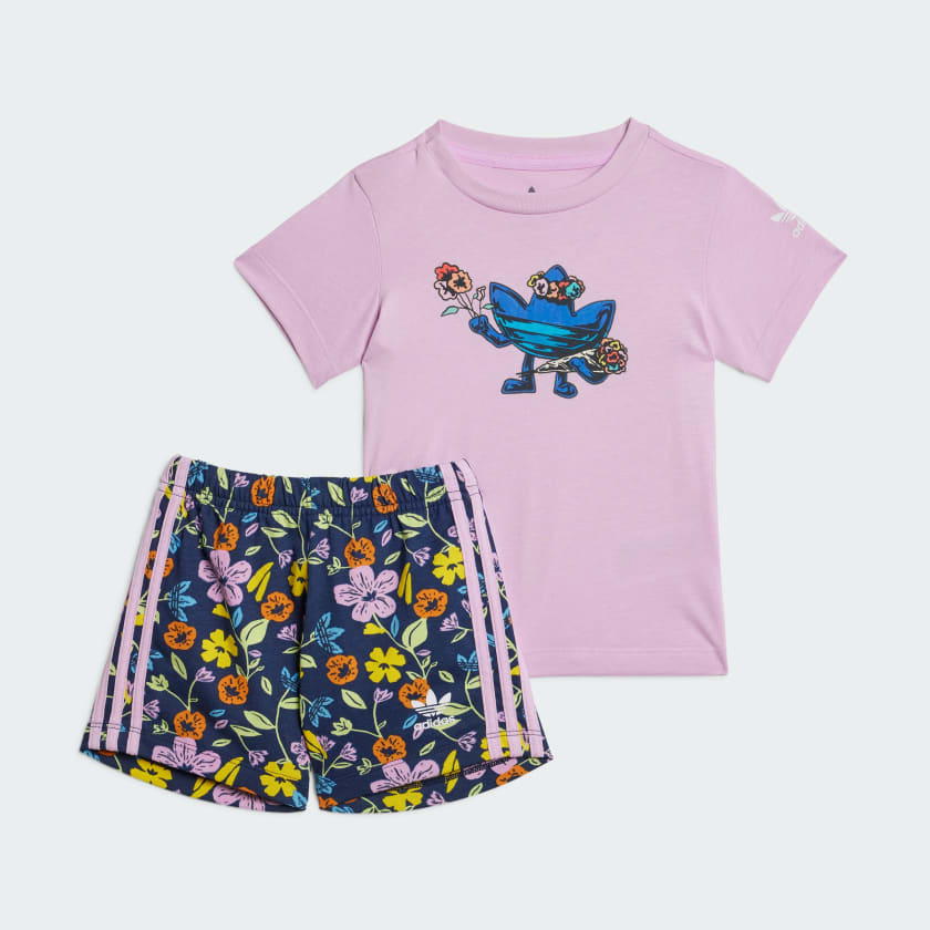 adidas Floral Short Tee Set Purple adidas Philippines
