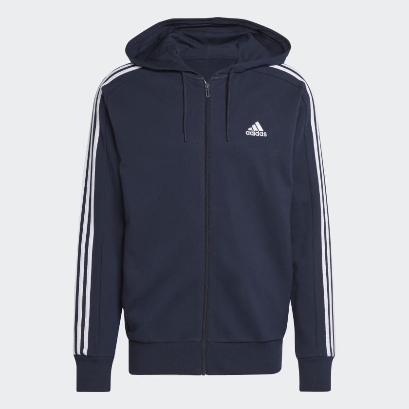 adidas Veste a capuche zippee 3 bandes Essentials Bleu adidas Belgium
