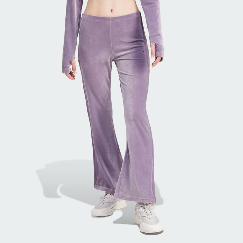 adidas Lounge Ribbed Flared-Leg Pants - Purple