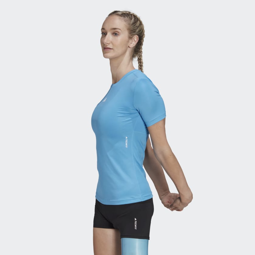 Adidas Mens Shirt Blue Medium Techfit Compression Climalite Workout Gym  Outdoor