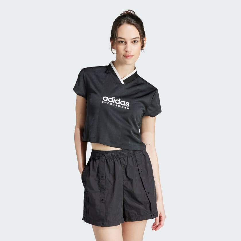 adidas Tiro Colorblock Crop T-Shirt - Black | adidas UK