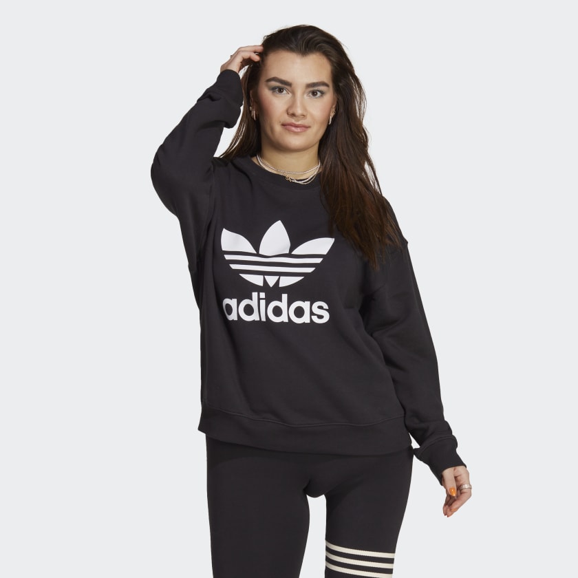 adidas Trefoil Crew Sweatshirt - Black | adidas UK