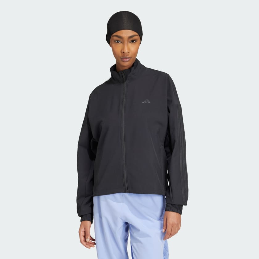 adidas Pacer All Gym Tonal 3-Stripes Woven Jacket - Black adidas Pacer All Gym Tonal 3-Stripes Woven Jacket - Black