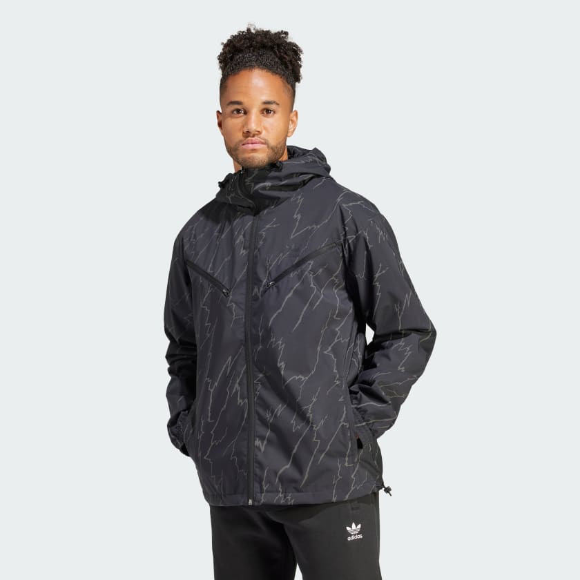 Adidas allover print windbreaker top
