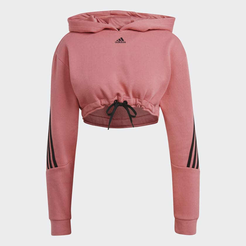 Adidas crop sale hoodie pink