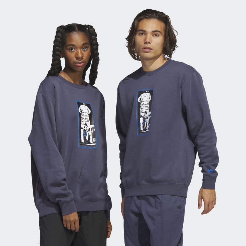 adidas Graphic Shmoofoil Crewneck Sweatshirt - Blue | Unisex Skateboarding  | adidas US