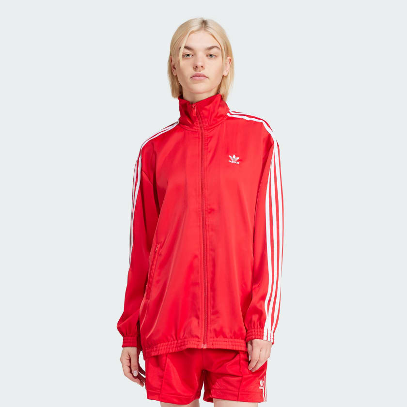 Red adidas windbreaker zip new arrivals up