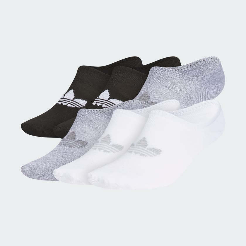 Adidas Gender Inclusive Superlite Assorted 6 Pack Super No Show Socks Black White Grey
