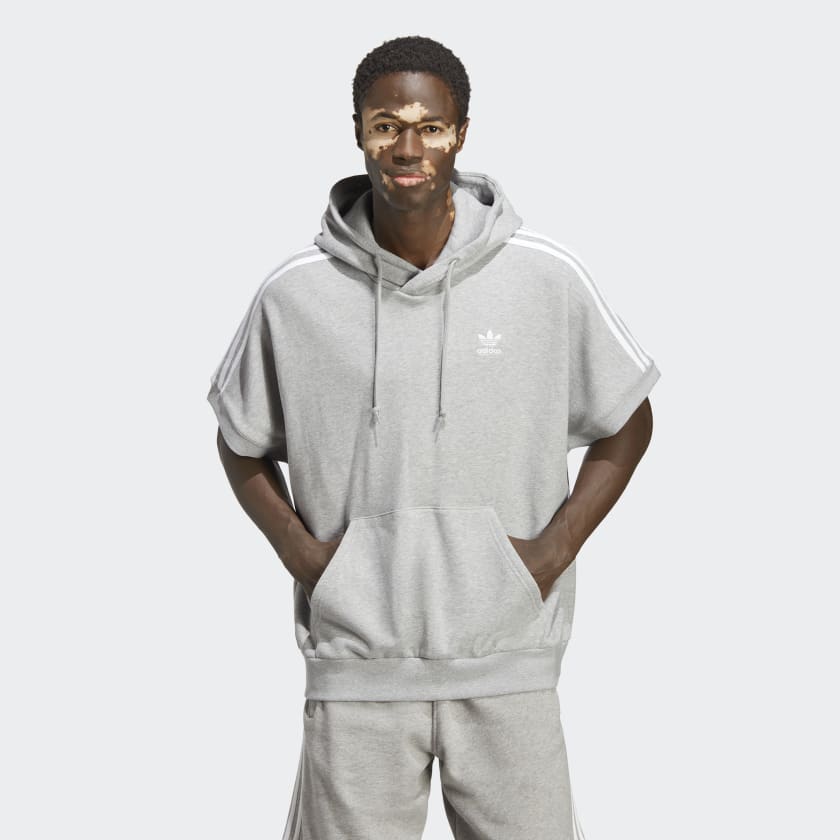 adidas Sweat-shirt à capuche manches courtes Adicolor Classics - gris |  adidas Canada