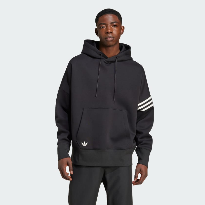 Adidas originals authentic sweatshirt with contrast panel in white and black discount