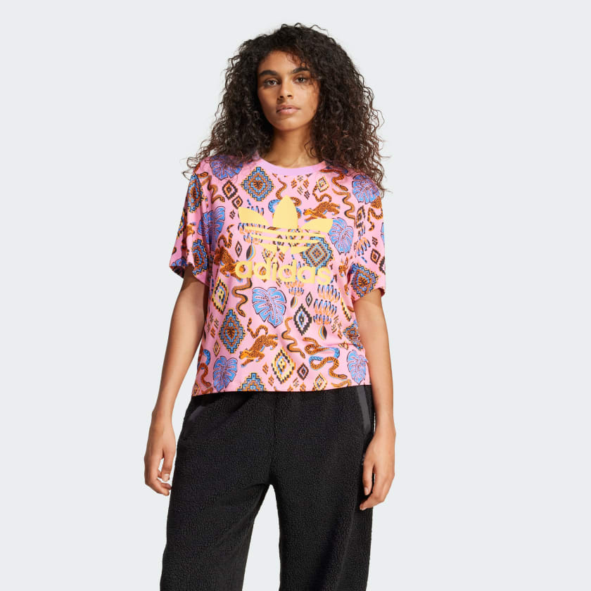 adidas x FARM Rio Trefoil Tee Pink Free Shipping with adiClub adidas US