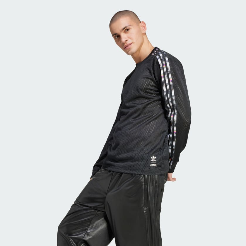 Adidas Originals Pride Mesh 3 Stripes Long Sleeve T shirt Black M Man