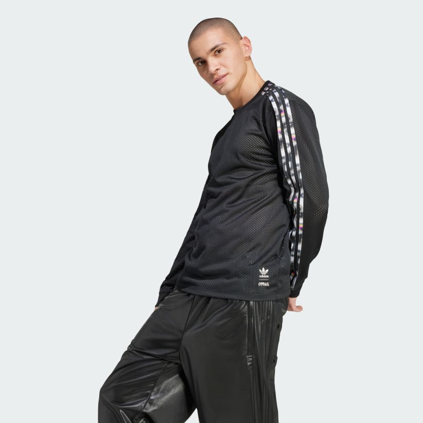 adidas Pride Mesh 3-Stripes Long Sleeve Long-Sleeve Top - Schwarz 