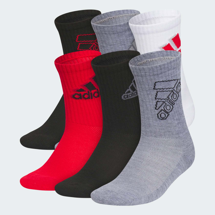 Adidas Cushioned Mixed 2.0 6 Pack Crew Socks Kids Black M Training Socks