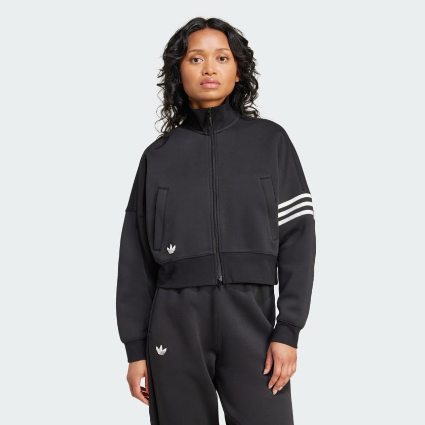 Adidas originals black track top sale