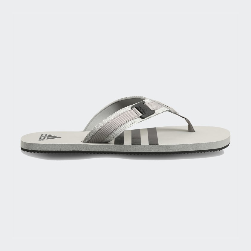 Grey adidas flip flops store