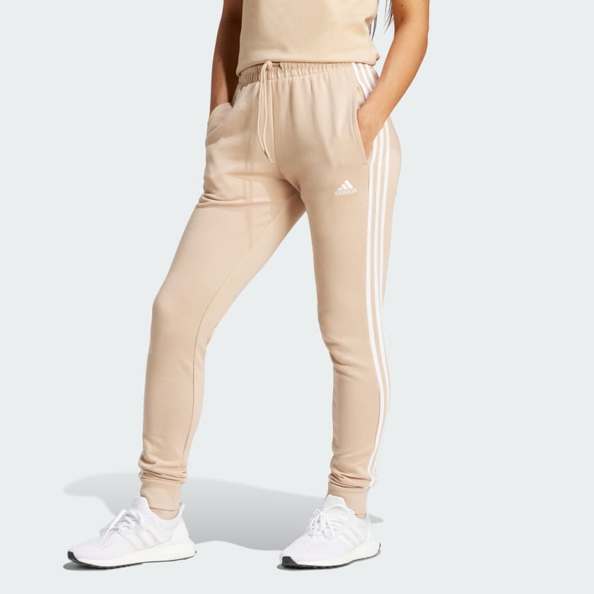 adidas Essentials 3-Stripes French Terry Cuffed Pants - Beige | Women's  Lifestyle | adidas US