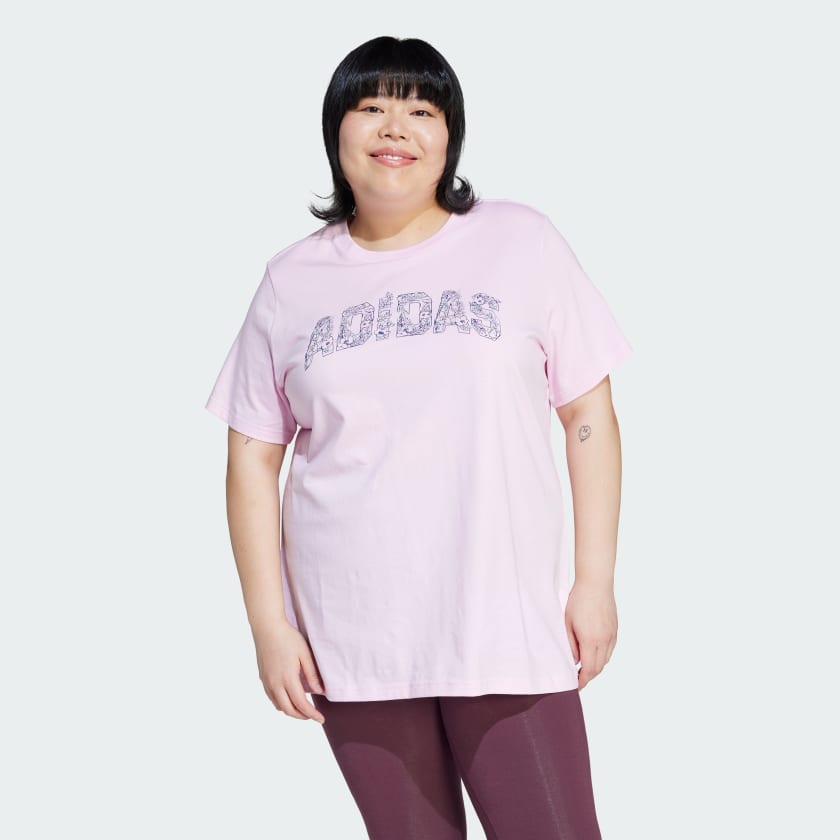 adidas Tech Illustrate Graphic Tee (Plus Size) - Pink | Free