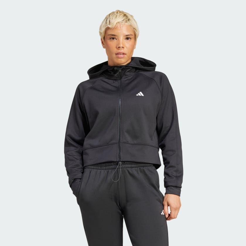 adidas AEROREADY Game and Go Full Zip Hooded Fleece Jacket Black Free Shipping with adiClub adidas Canada