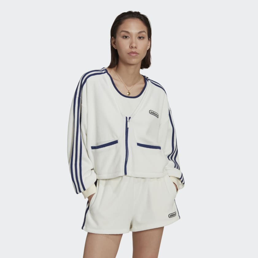 Cardigan Crop Towel Terry - Blanc adidas | adidas France