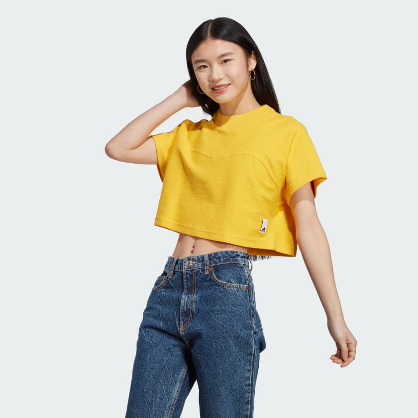Adidas crop outlet top yellow